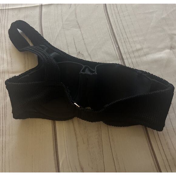 Shade & Shore One Shoulder Textured Bikini Top Black Women’s 32A New - Picture 5 of 6